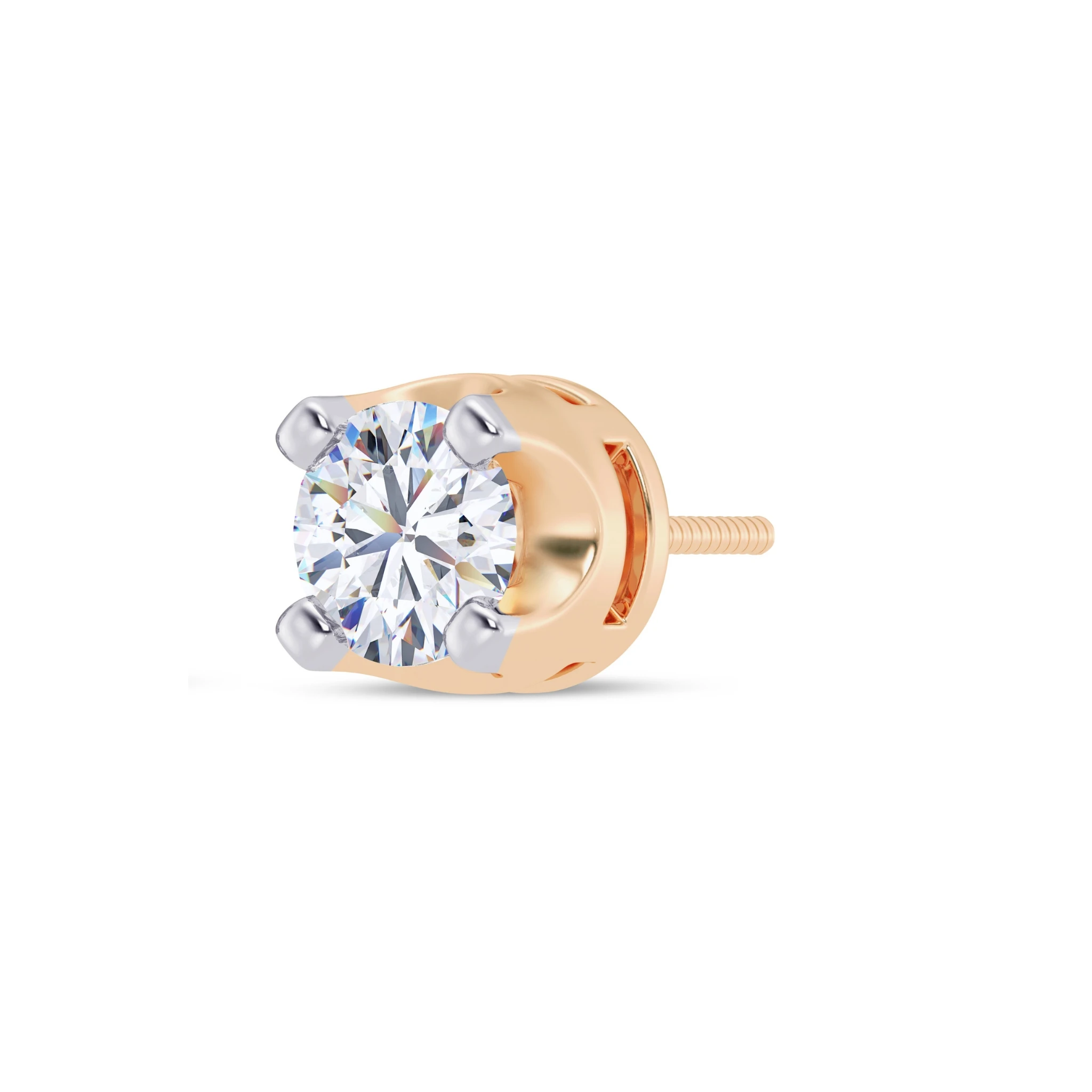 Round Glimmer Men’s Lab Solitaire Earring