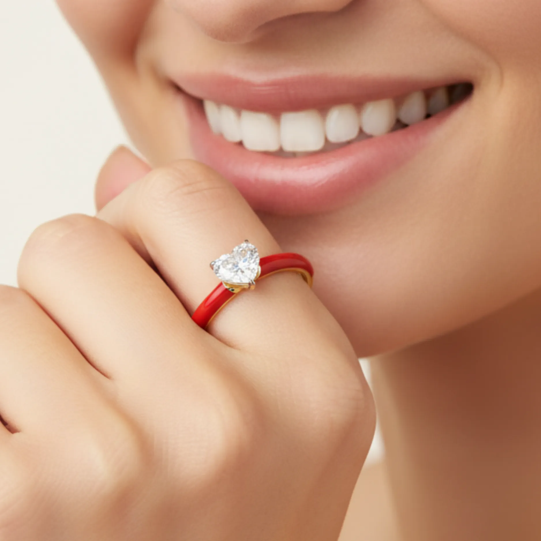 Red 0.75 ct Heart Diamond Ring